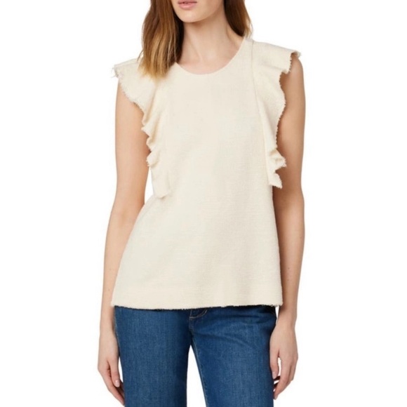 JOE'S • Women’s The Alana Tank Ruffle Shirt Blouse In Natural - Picture 2 of 11